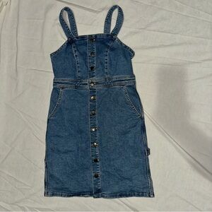 Vintage Lee Fitted Denim Overall Dress W/ Pockets!